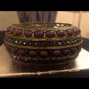 Blue Austrian Crystal, Purple Chroma Bangle